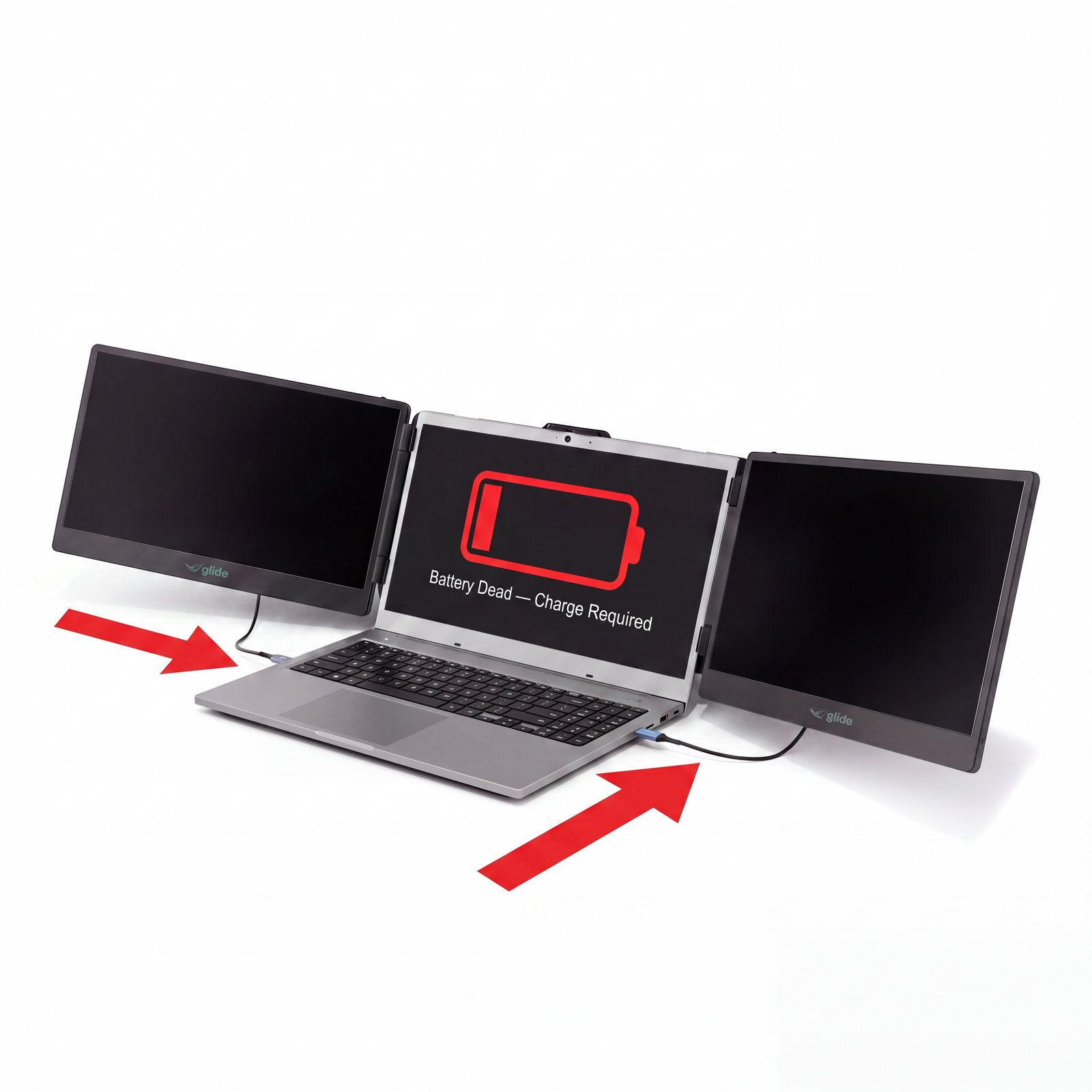 Portable monitor requiring multiple cables
