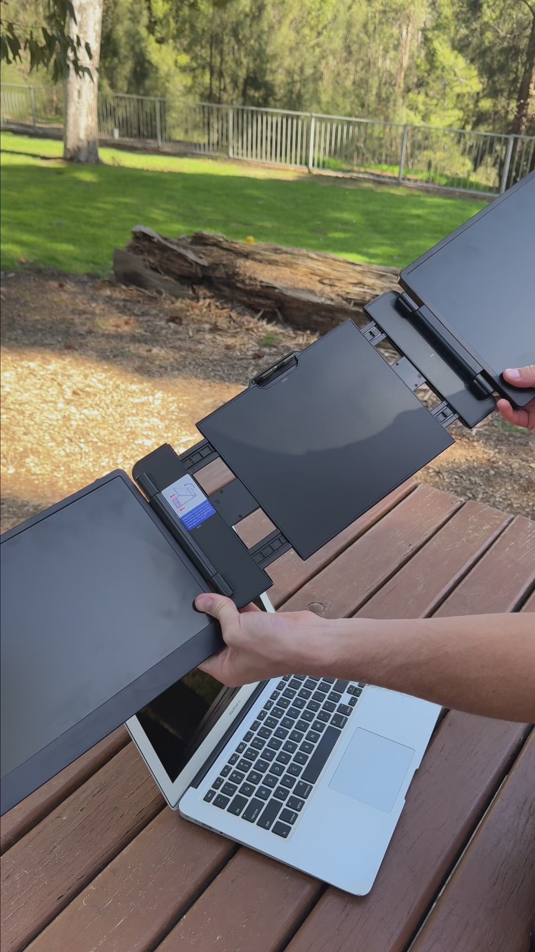 Portable monitor requiring multiple cables